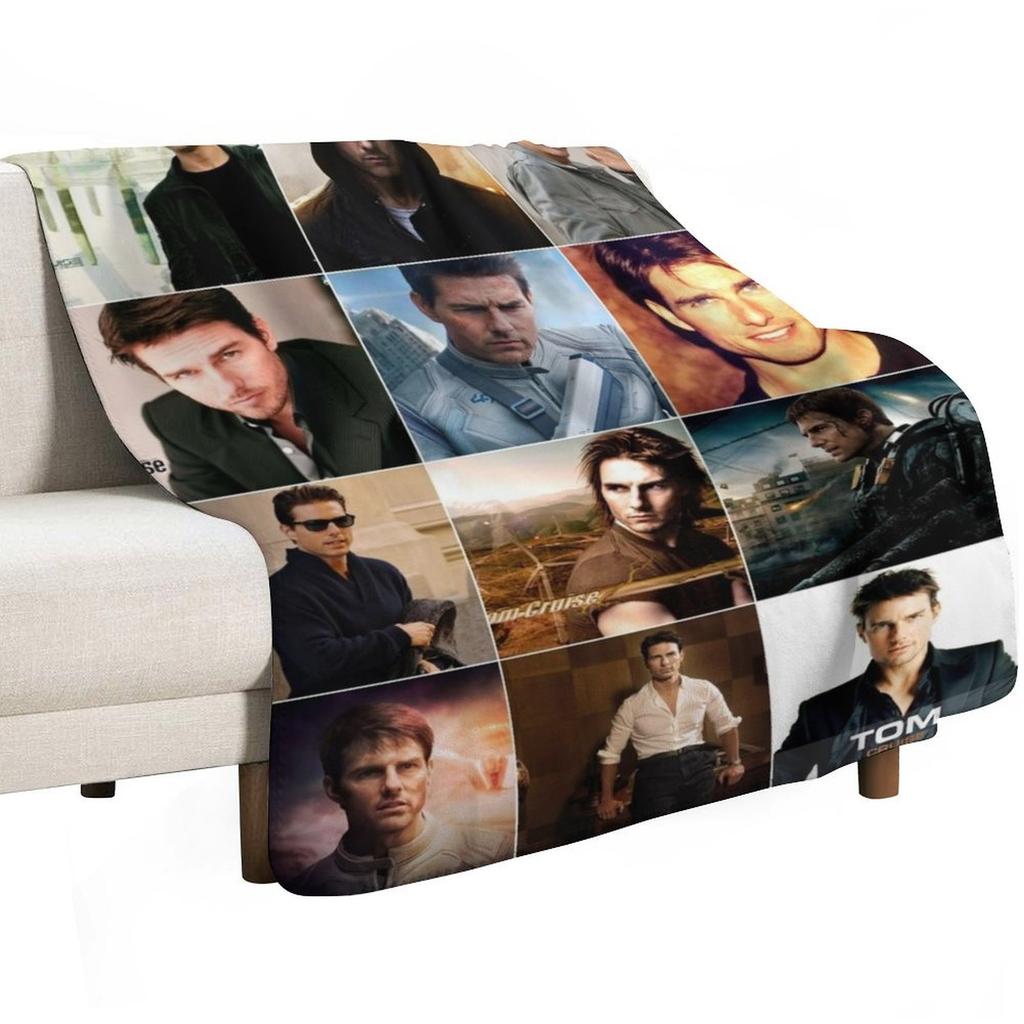 Couverture Plaid Collage Photo Tom Cruise Lavable en Machine Couverture Douce et Chaude