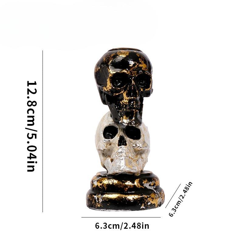 

Halloween Decorations - Double-color Black and White Skull Candlestick - Home Holiday Resin Decorative Item чёрный