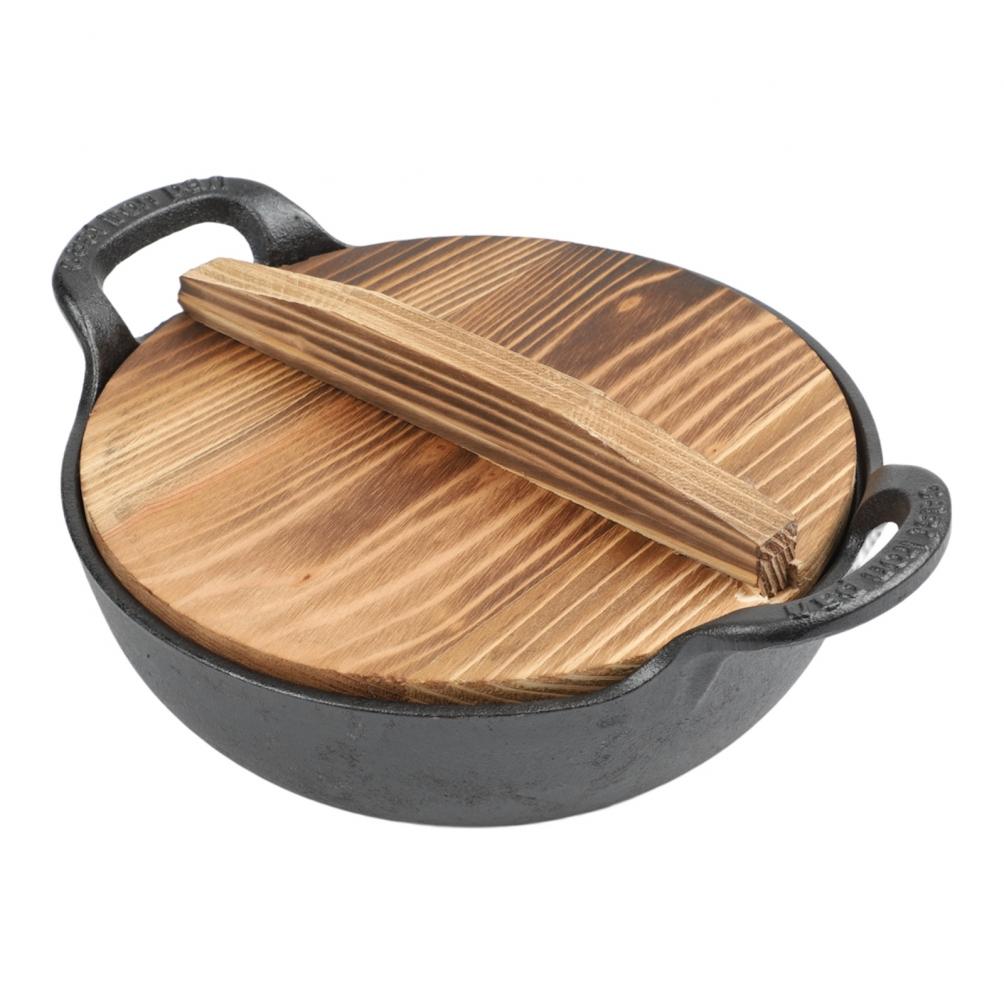 Cast Iron Wok Flat Bottom Frying Pan Non-stick Pot Easy Maintenance