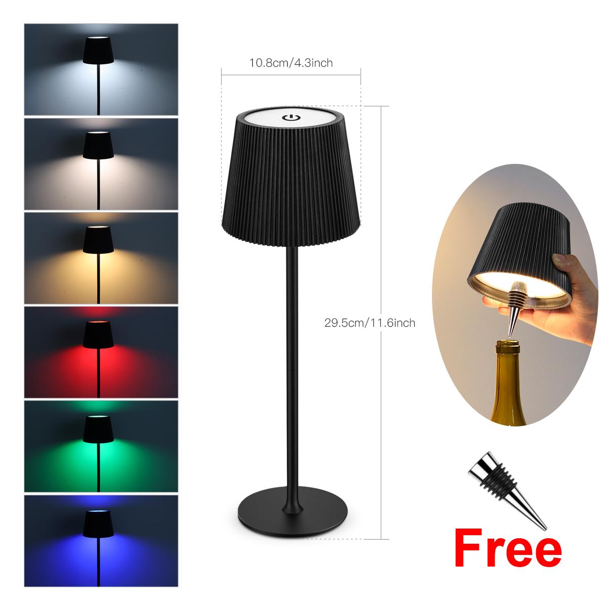 

Настольная лампа 2-в-1 Беспроводная лампа в виде винной бутылки Зарядка Сенсорное управление Подсветка настроения Диммируемая светодиодная настольная лампа Бар Отель Кафе Ночник Окружающее освещение Black Shell