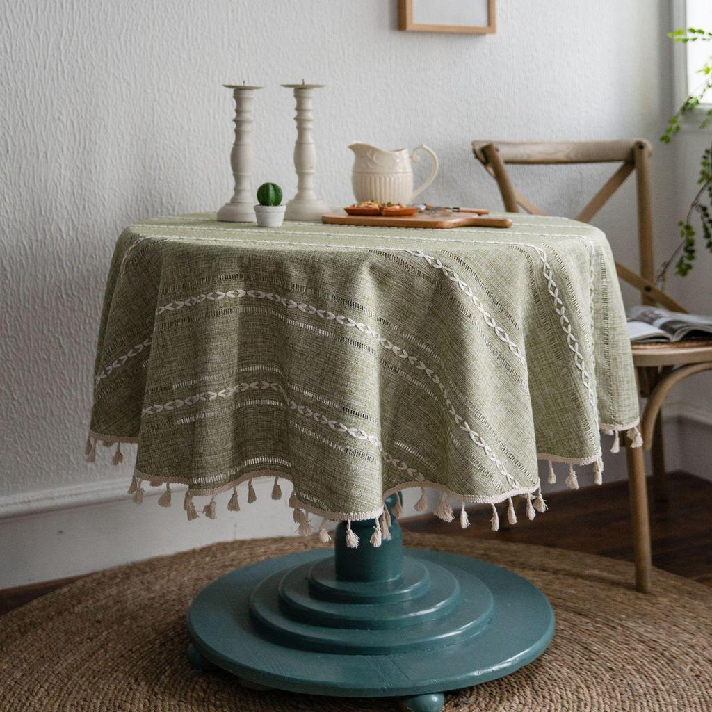 Japanese Cotton Linen Tablecloth - Fresh, Artistic, Round & Rectangular Options