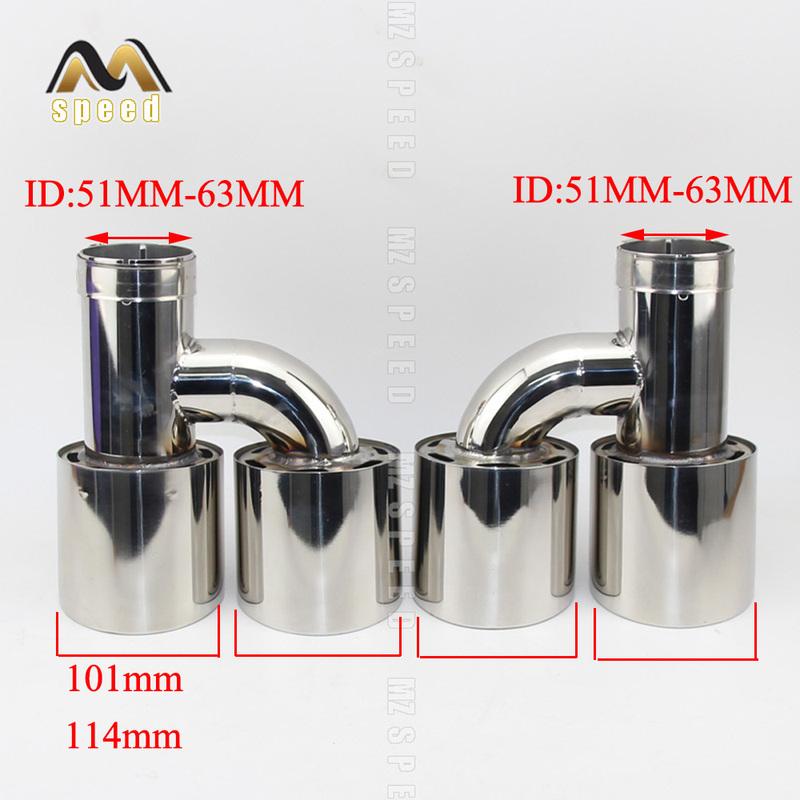 Car Accessories Stainless Steel H Type Double Outlet 101mm 114mm Straight Side Exhaust Pipe Tail Throat