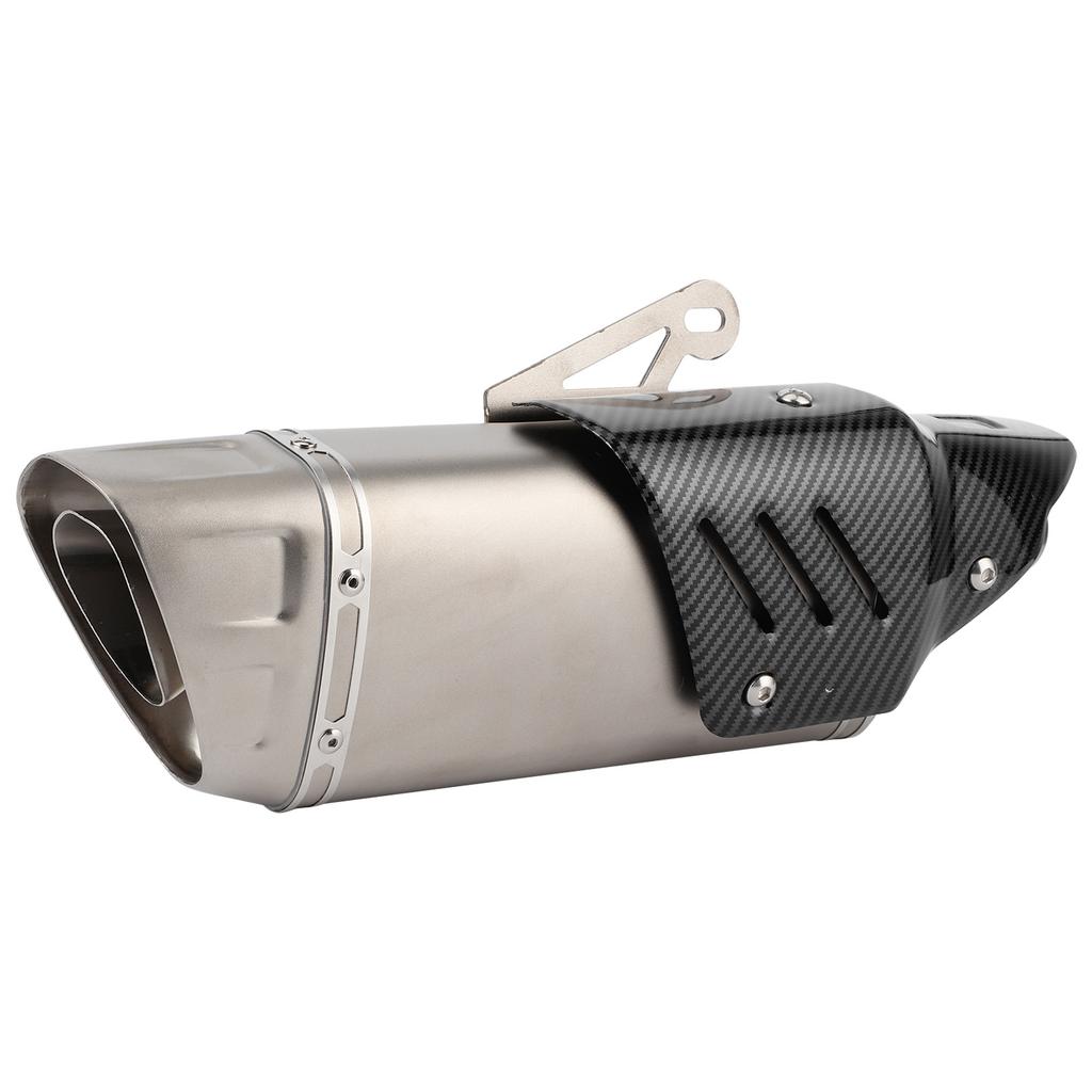 Motorcycle Exhaust Tip Rear Muffler Tailpipe Carbon Fiber Style Stainless Steel W Cover