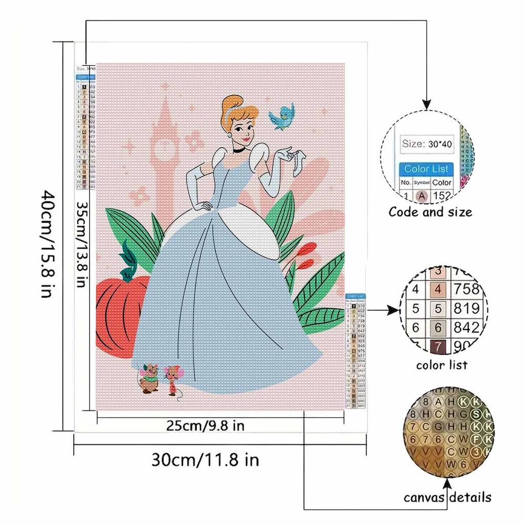 DIY Diamond Painting Cinderella and The Prince Cross Stitch Kit Mosaic Art Diamond Painting Full Circle Diamond Home Decoration