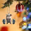 Porte-clés Pendentif Cochon Unique Mignon Cochon Haltérophilie Pendentif de Voiture, Acrylique Plat 2D Miroir Rétroviseur Compact Ornement Suspendu Décor, Porte-clés,