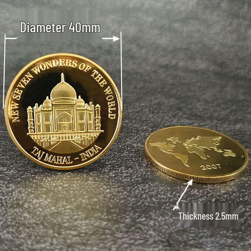 Seven Wonders Medals: Great Wall, Pyramid, Taj Mahal Commemorative Coins