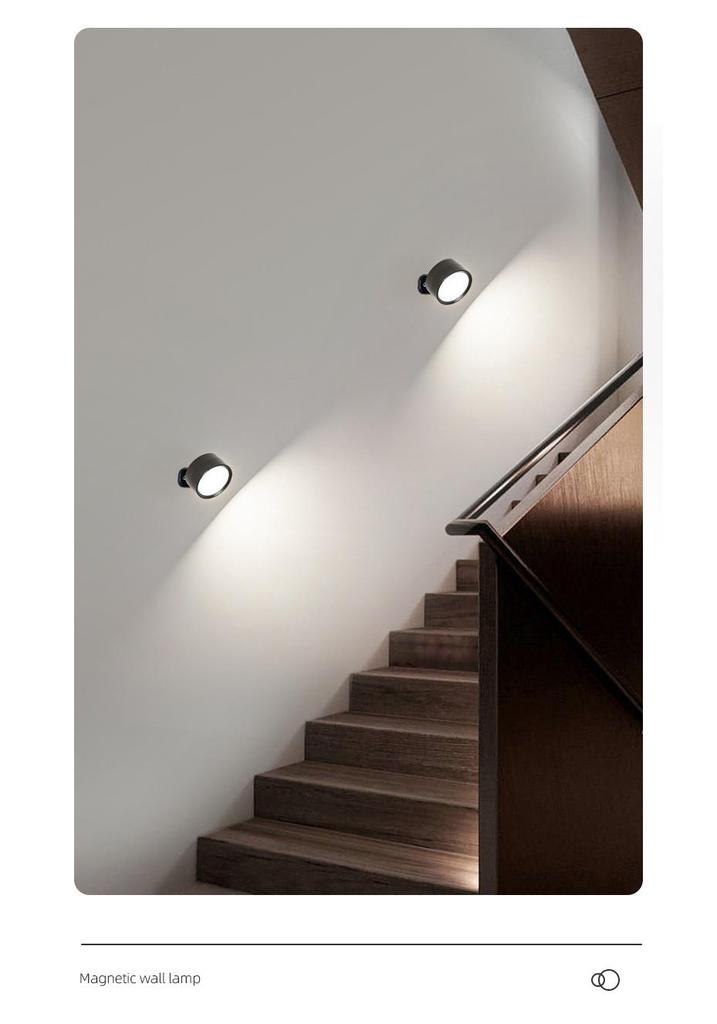 Wireless LED Magnetic Wall Lamp for Bedroom and Stairs with Night Light and Wireless Charging