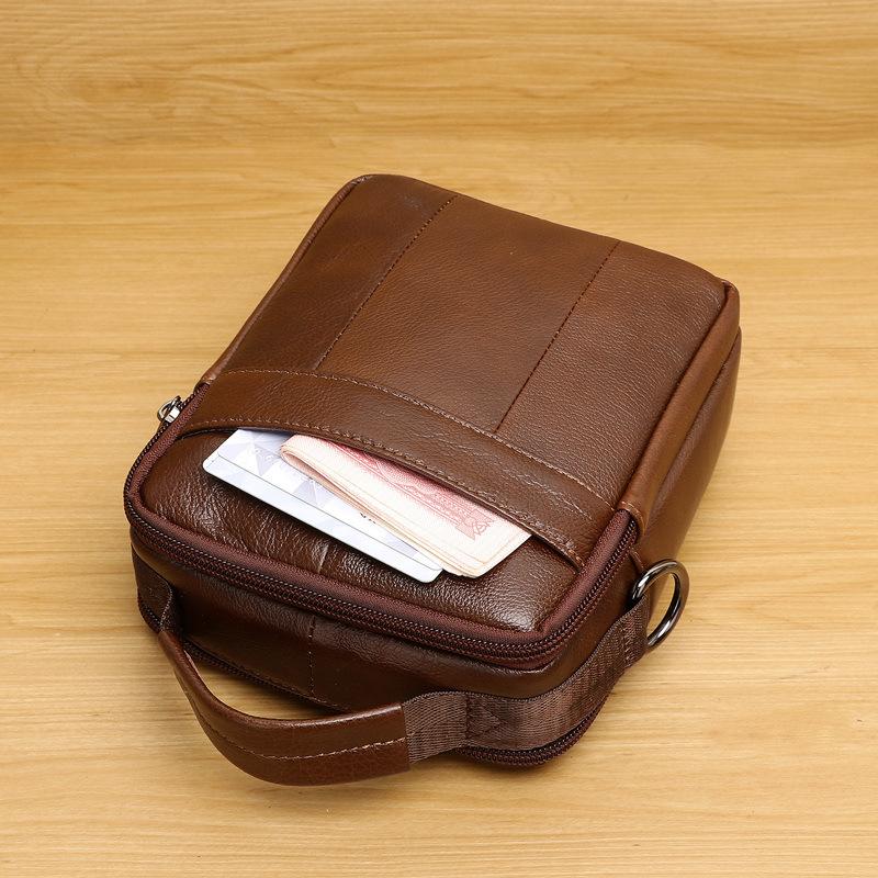 Genuine Leather Men's Messenger Bag 7-inch Mini One-shoulder Small Bag Multifunctional Backpack Cowhide Casual Men's Bag Handbag