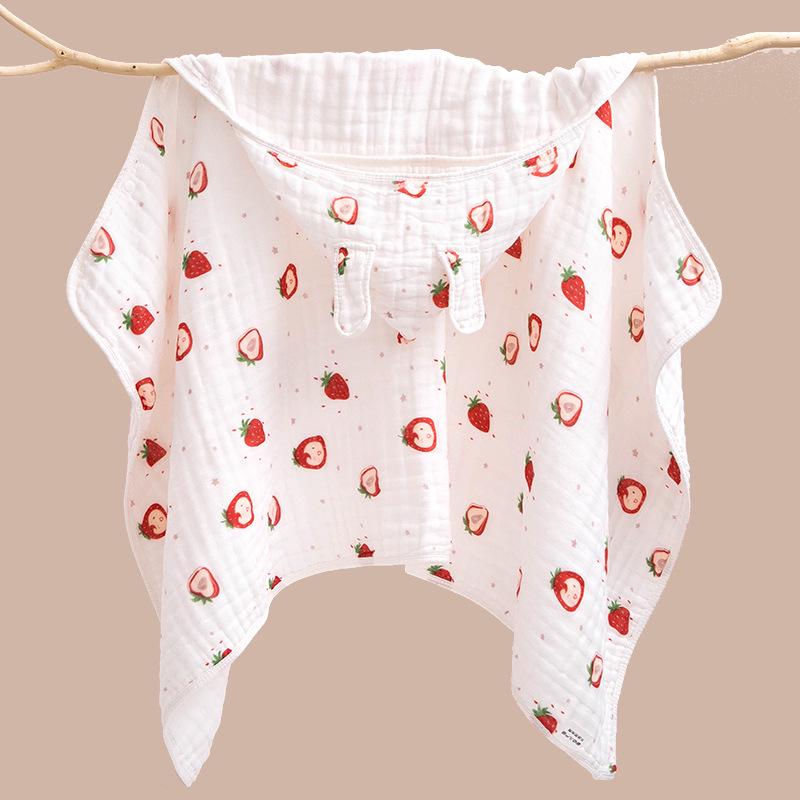 Pure Cotton Hooded Baby Bath Towel Poncho Cloak 70x140cm
