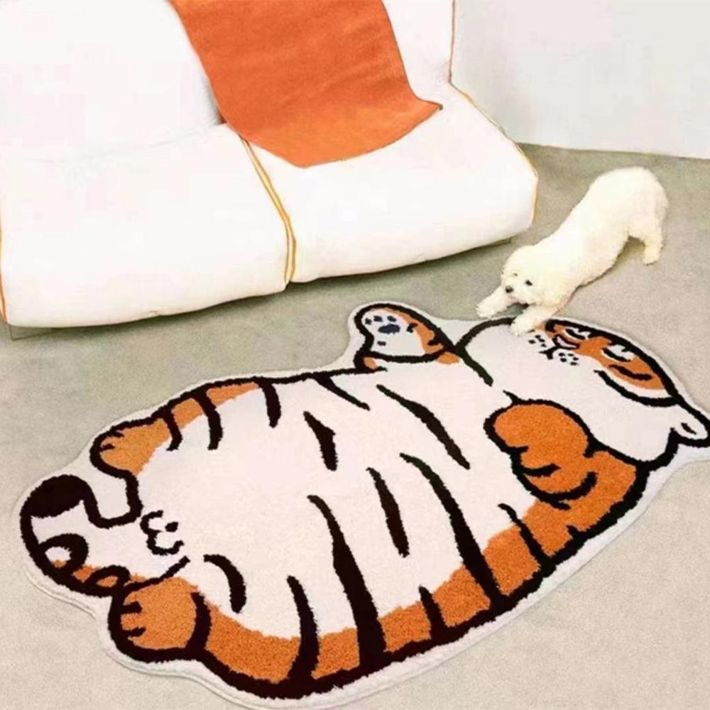 Thick Furry Carpets Cartoon Entrance Mat Toilet Mat Tiger Carpet Living Room