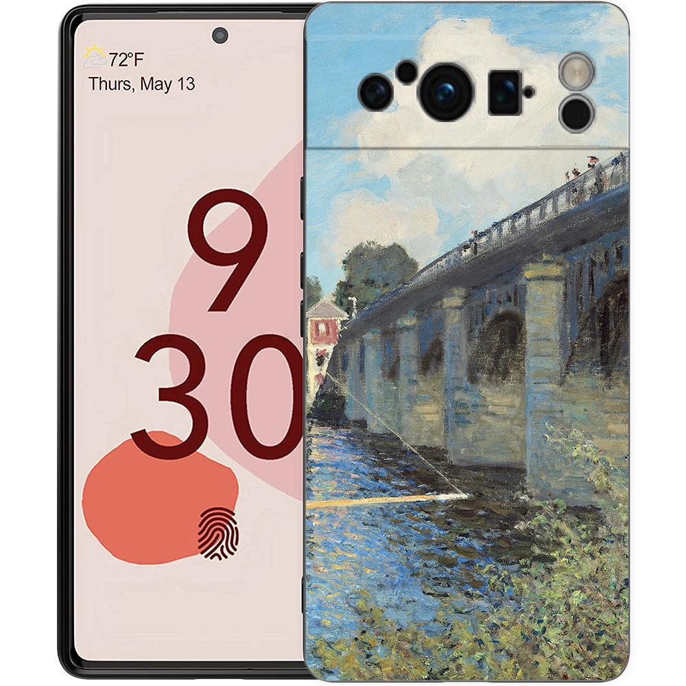 Claude Monet Impressionism Painter For Google Pixel 8 7 6 Pro 6A 5G Black Phone Case Soft Shockproof Back Cover TPU Shell Coque