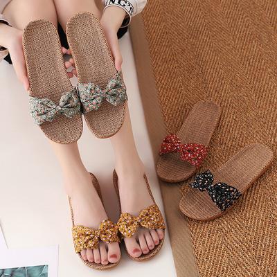 Summer Women's Fashion Bow Linen Slippers