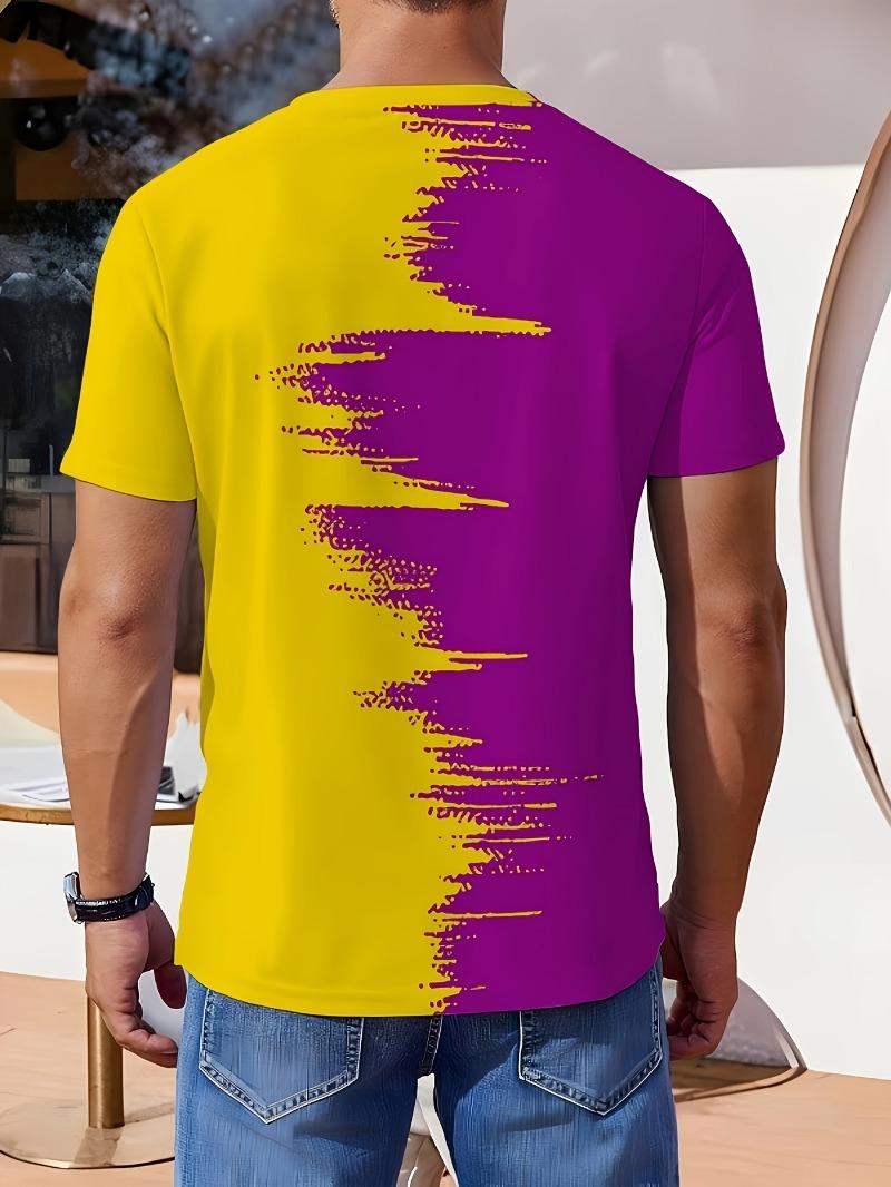 

Мужская футболка Стильный геометрический принт Круглый вырез Короткий рукав Дизайн светло-голубого цвета Повседневная одежда На каждый день Современная облегающая одежда 5XL