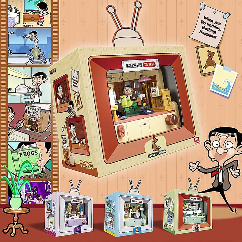 Anime Mr.Bean House Scene Series Building Block Creativity Classic Houses Model Bricks Decoration Puzzle Toy For Kids Gifts