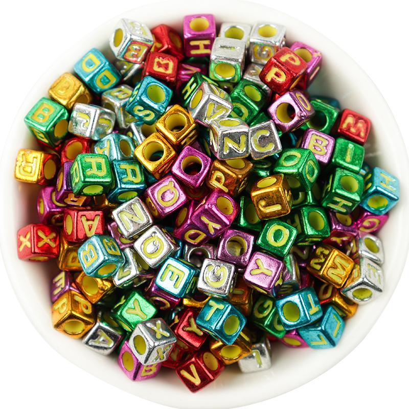 100pcs/Lot Mixed Round Flat Acrylic Letter Beads Alphabet Digital Cube Loose Spacer Beads For Jewelry Making Diy Bracelet