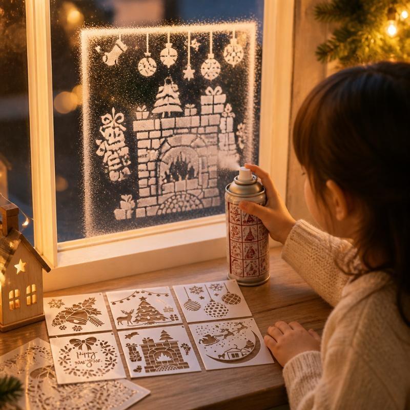 12/16Pcs Christmas Series Painting Stencils Reusable Washable For Watercolor Stone Graffiti And More
