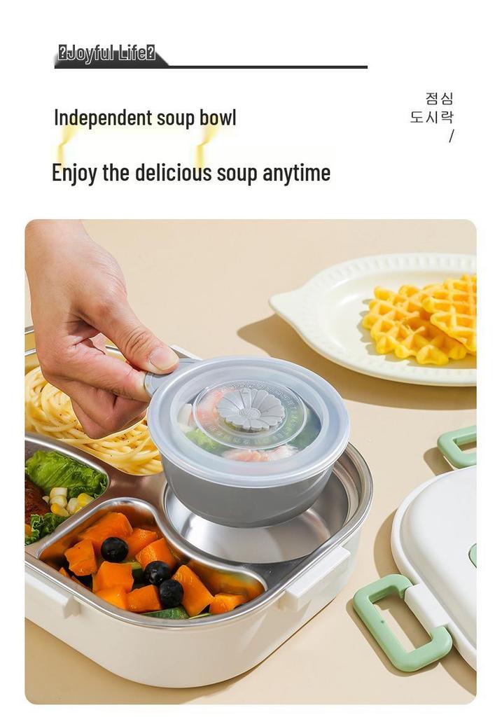 304 Edelstahl Tragbare Isolierte Lunchbox, Auslaufsicher & Mikrowellengeeignet für Schüler und Berufstätige