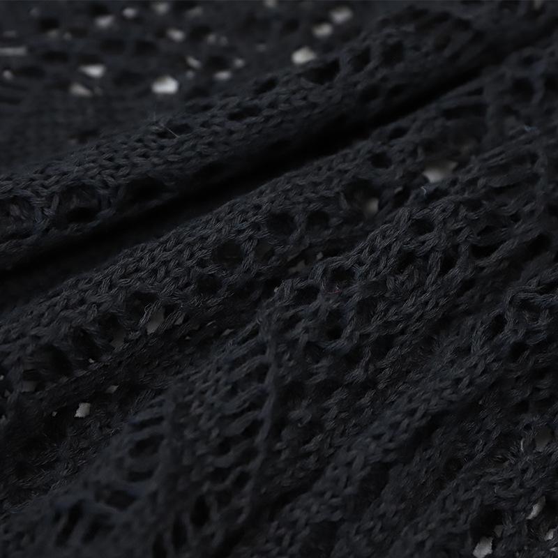 Women's Hollow Out Lace Knit Beach Cover-up Round Neck Sexy Dress