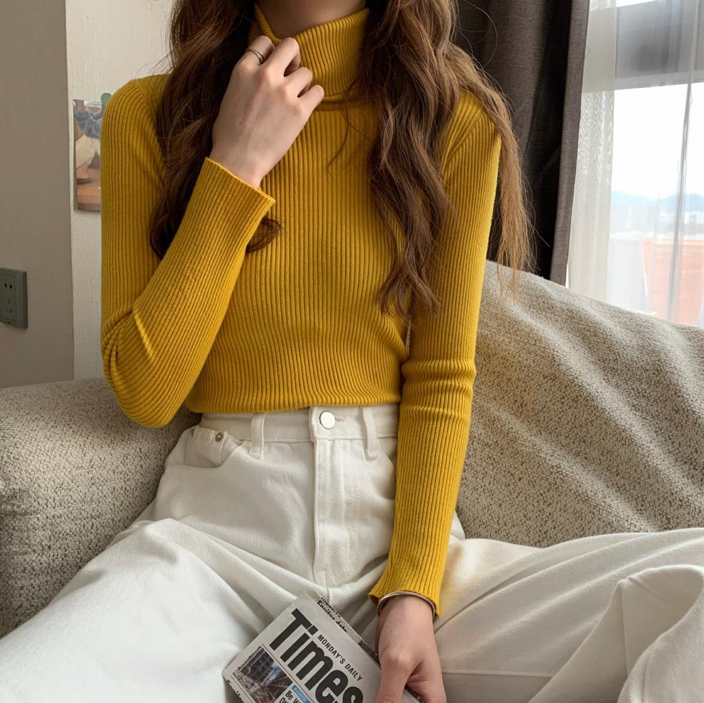 Žebrovaný svetr Dámské Svetry Svetr Zimní Tenký Rolák Pletené Svetry Dámské Měkké Teplé Pletené Svetry S Dlouhým Rukávem