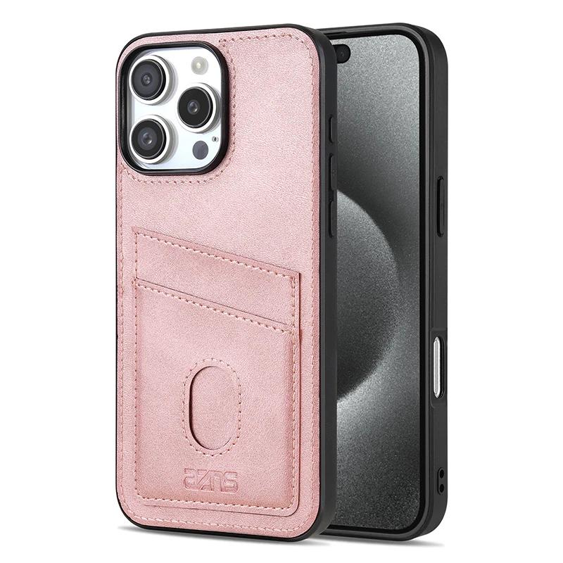 Retro Cards Pocket PU Leather Case for iPhone Air 17 16E 16 15 14 13 12 11 Pro Max Plus Shockproof Soft Protective Phone Cover