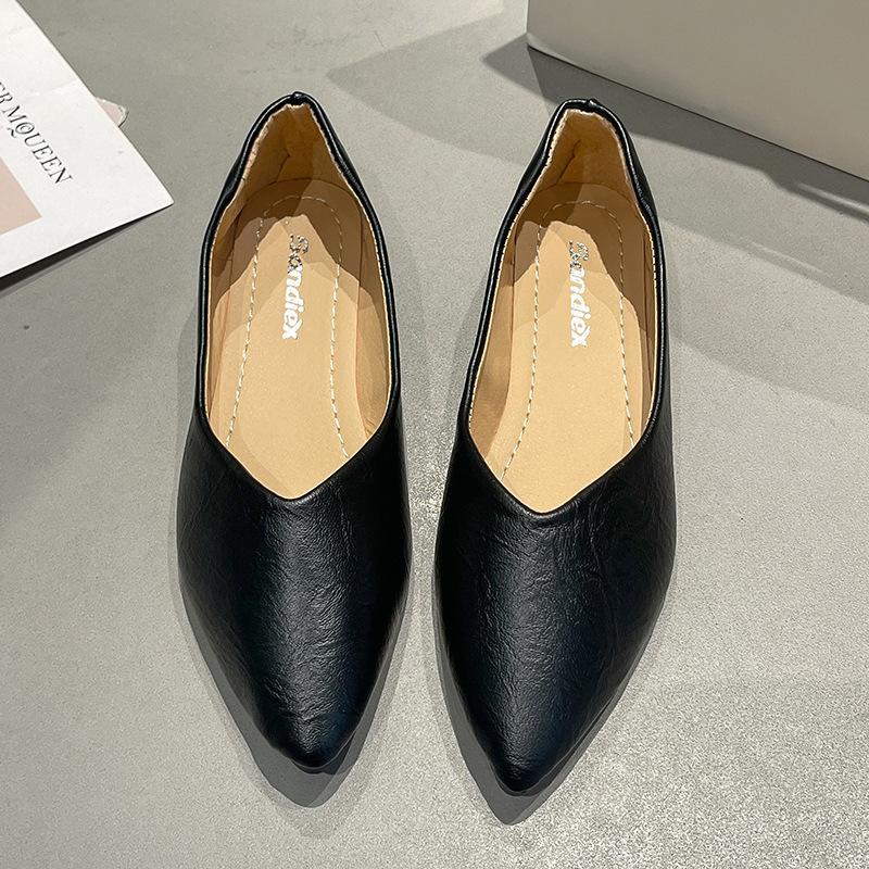 2024 New Arrival Spring Autumn Pointed Toe Comfortable Casual Retro Elegant Women's Shoes Shallow Mouth Breathable Flat Shoes