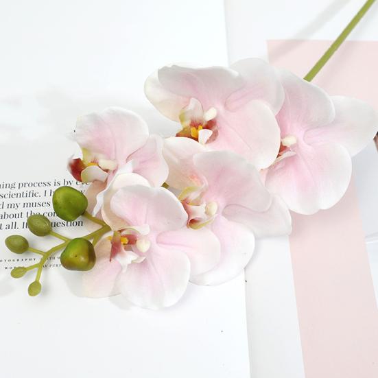 Flores de Orquídeas Artificiales Real Touch Flores Artificiales de Seda Falsa Flor Phalaenopsis Artificial con 5 Cabezas Florales para Decoración Interior del Hogar Mesa de Oficina