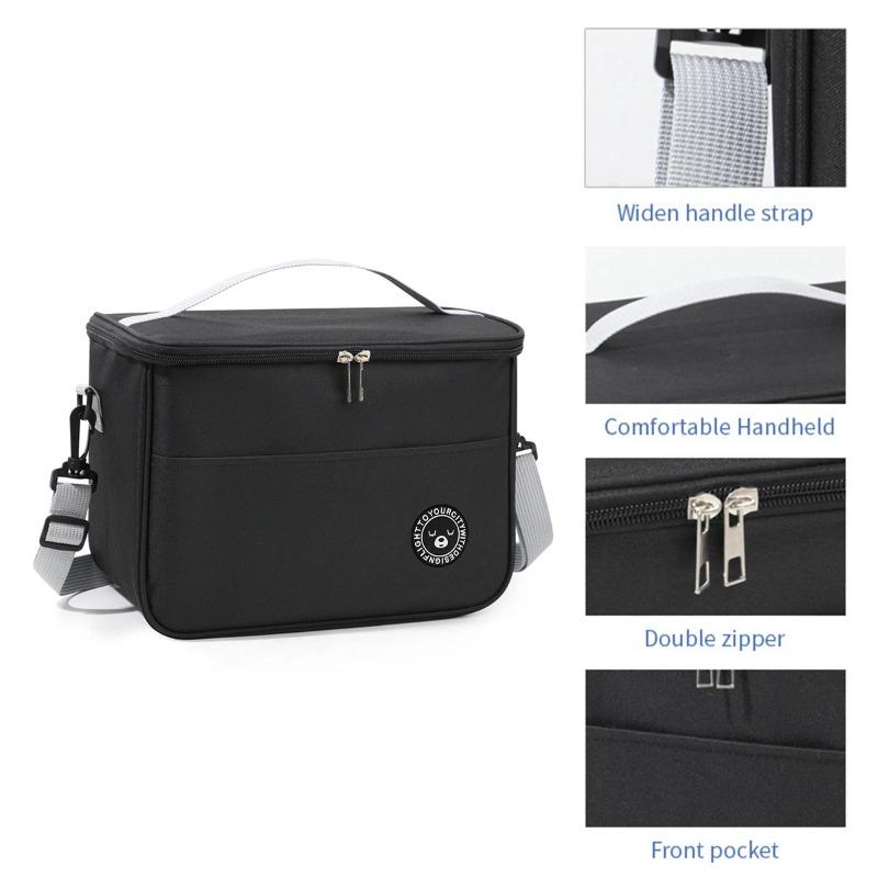 Insulated Lunch Bag Waterproof Large Capacity Thermal Food Container Adjustable Shoulder Strap  Thickened Lunch Box for School