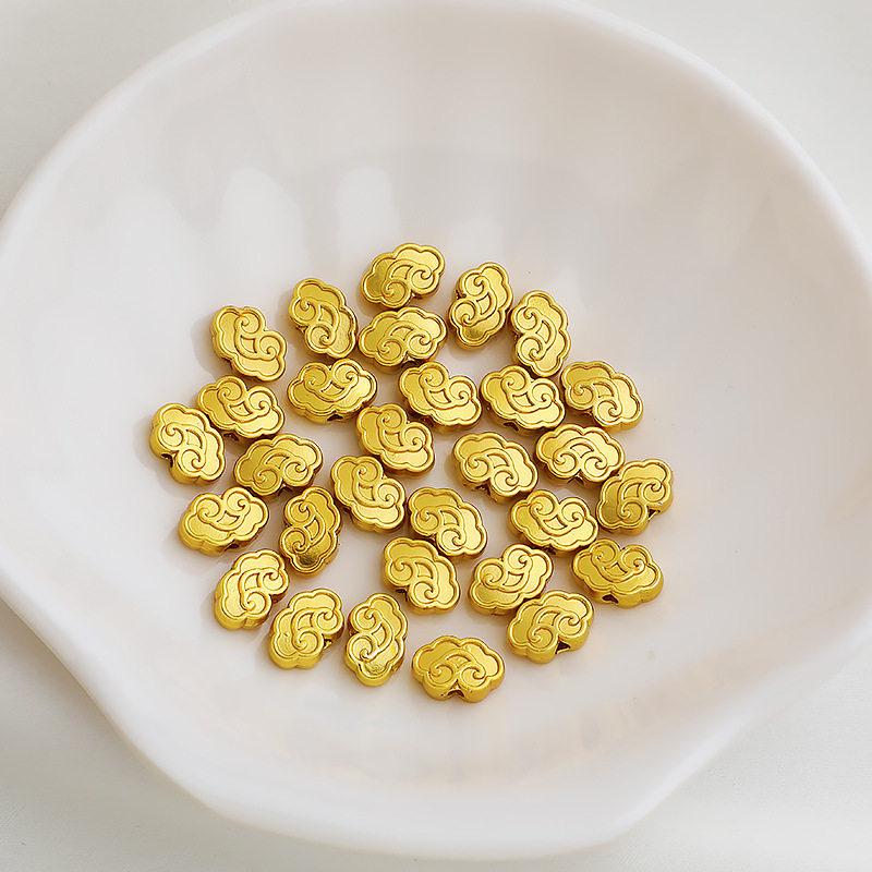 Sand Gold Plated Ruyi Cloud Spacer Beads - Chinese Style DIY Jewelry Material
