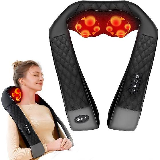 KNQZE Shiatsu Neck Massager with Heat, Back and Shoulder Massager, 4D Deep Tissue Kneading Massage Pillow for Shoulder, Back, Body Muscle Pain neck massager