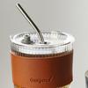 High Profile Horizontal Glass Straw Vertical  Cup With Lid Water Cup Iced Americano Latte Cup
