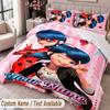 Custom Name Text 3Pcs Bedding Set Miraculous Ladybug Duvet Cover And Two Pillowcases