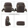 Men Top Grain Crazy Horse Leather Crossbody Bag Multi-Zipper Pockets Vintage Texture