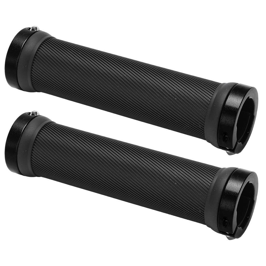 2pcs Bike Grips Rubber Anti Slip Handlebar with Plastic Covers for 22mm Road Mountain Replacement