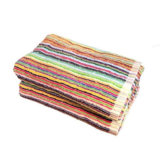 Imabari Leftover Thread, bunt gestreiftes Badetuch, 2er-Set, hergestellt in Imabari, flauschig, schnelle Absorption
