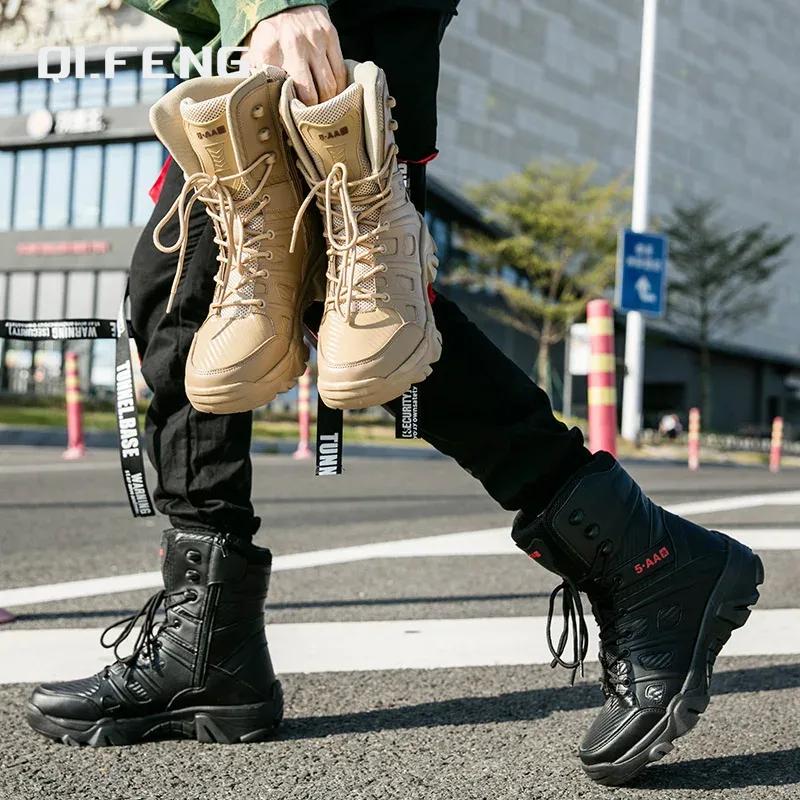 New High Top Large Size Boots Outdoor Sports and Leisure Shoes Men's Boot Combat Mens Work Safety Shoes Motocycle Boots 39-47