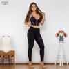 Shascullfites Shaper Set Black Cotton Zipper Shaper Push Up Top High Waist Thicker Butt Lift Leggings Women's Suit