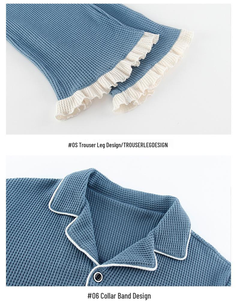 Set Pijama de Cuplu: Pijama de casă din bumbac cu mânecă lungă pentru femei și bărbați, cu revere și nasturi frontali