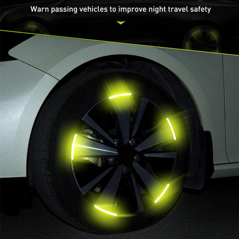 20pcs Car Wheel Hub Reflective Sticker 3d Stereo Tire Decorative Strips Night Warning Luminous