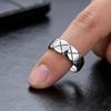 Cai Yi S925 Sterling Silver Rhombus Pattern Adjustable Ring - Simple & Versatile Design for Index Finger.
