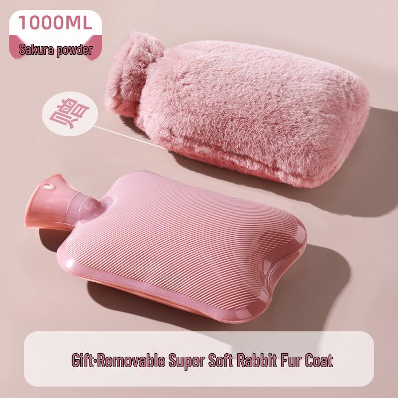 Plush Hot Water Bottle: Large, Explosion-Proof Hand and Waist Warmer, Small Stomach Pack, Pour-in Type.
