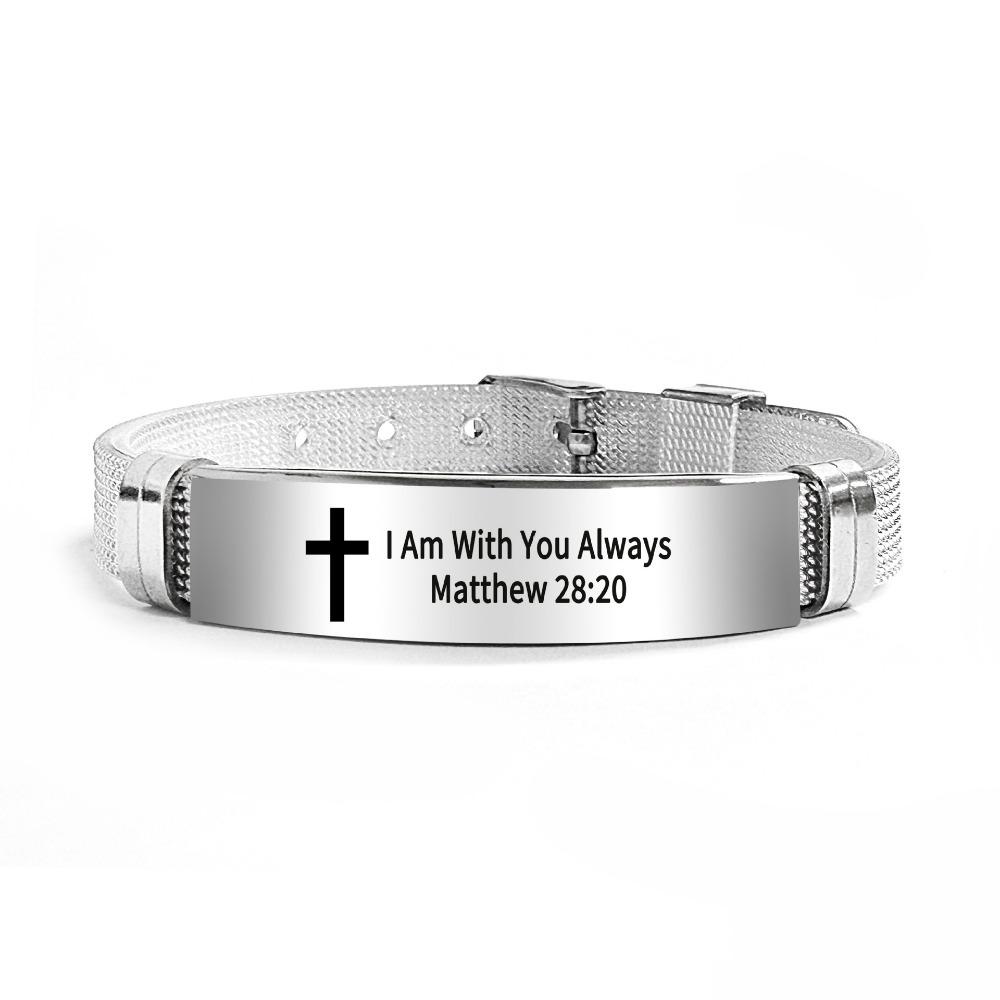 Adjustable Inspirational Quotes Braclets Stainless Steel/PVC Bible Verse Bracelet  Faith Gifts