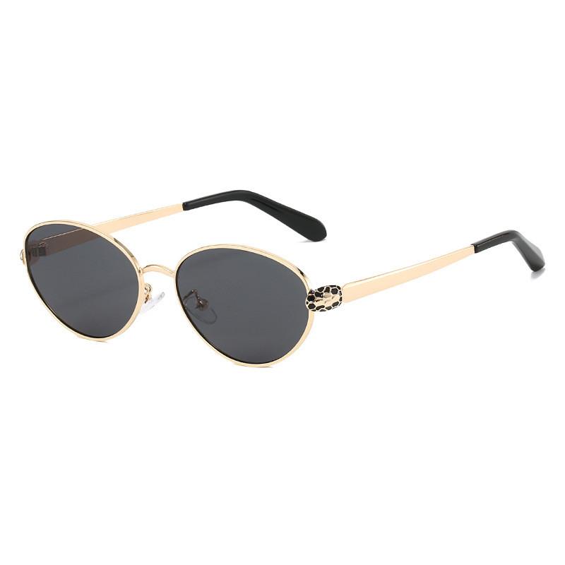 Metal Frame Cat Eye Glasses For Men And Women With Geometric Design And Uv Protection GoldFrameGrayLens
