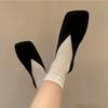 Leather niche dark pioneer diagonal head ballet flats women's summer and autumn comfortable lazy one pedal single shoes