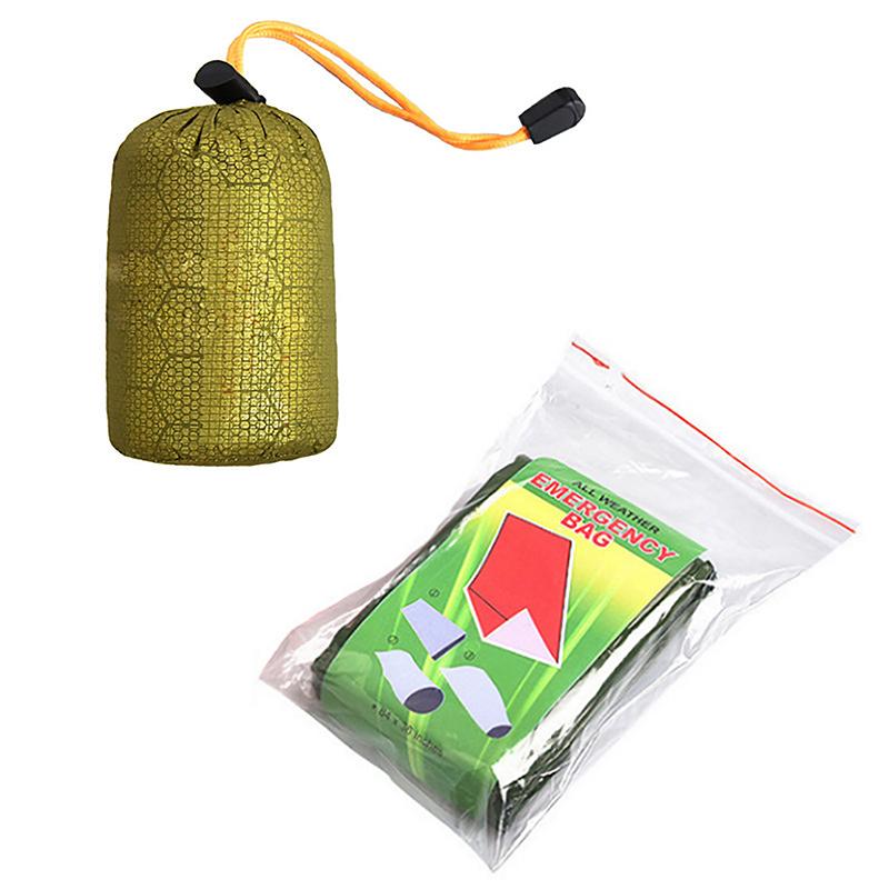 Borsa da campeggio per persona singola da esterno 213 * 91 cm, sacco a pelo in film di alluminio PE, tenda di emergenza sportiva, sacco a pelo, calore, emergenza