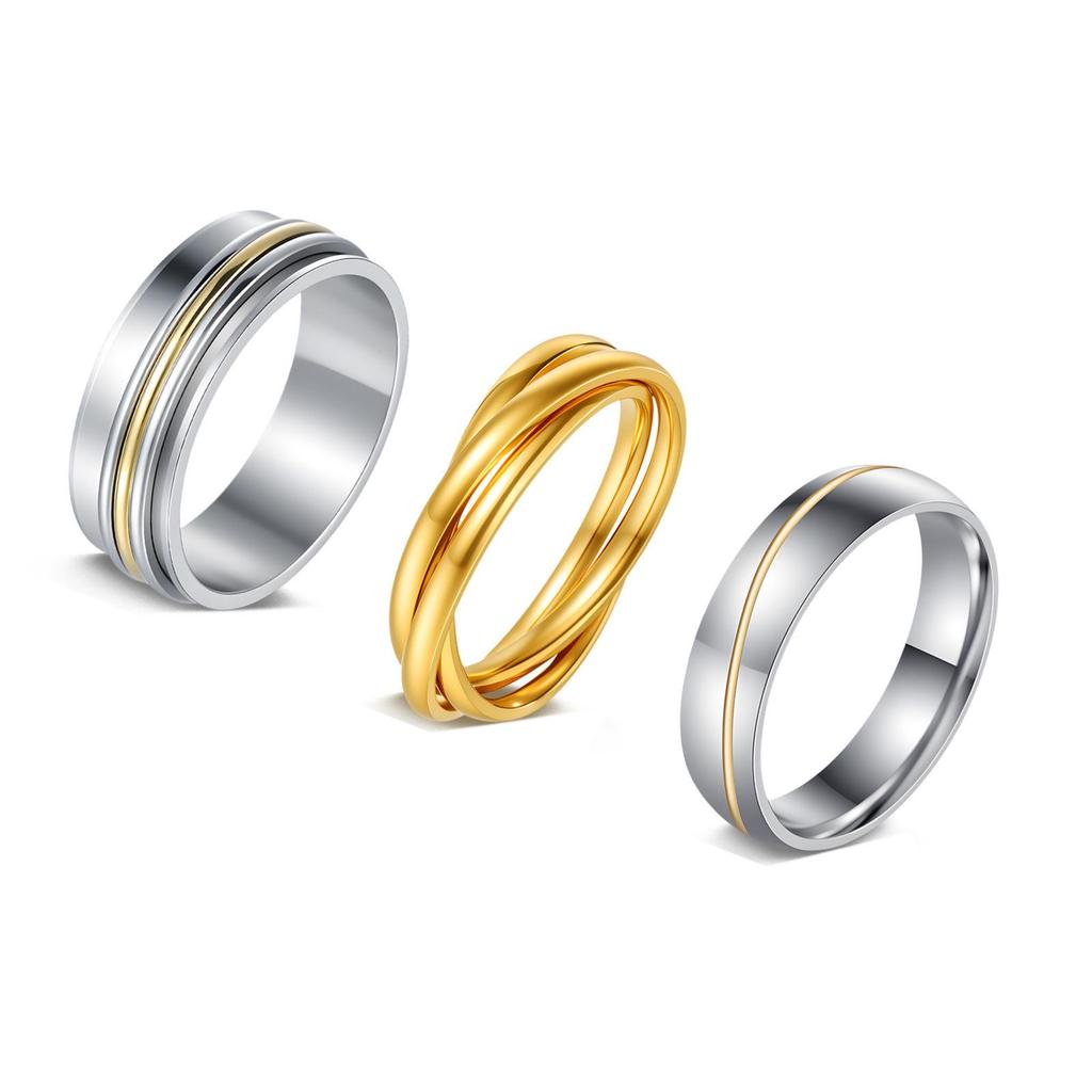 Anel Rotativo Titanium Aço Inoxidável Anti-Stress Feminino Tricolor de Nicho – Joia Que Não Desbota