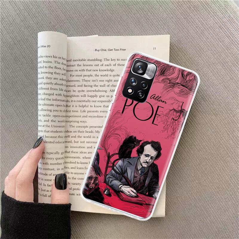 Edgar Allan Poe Phone Case For Redmi Note 13 12 Pro Plus 14 15 Pro 5G 11 11T 11E 11S 10 Pro 10S 9 9S Cover Cell Clear TPU Capa C