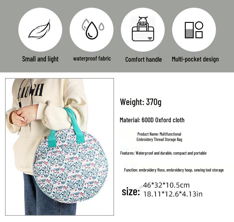 Cross Stitch Kit Storage Bag with Poke Tool & Yarn Accessories