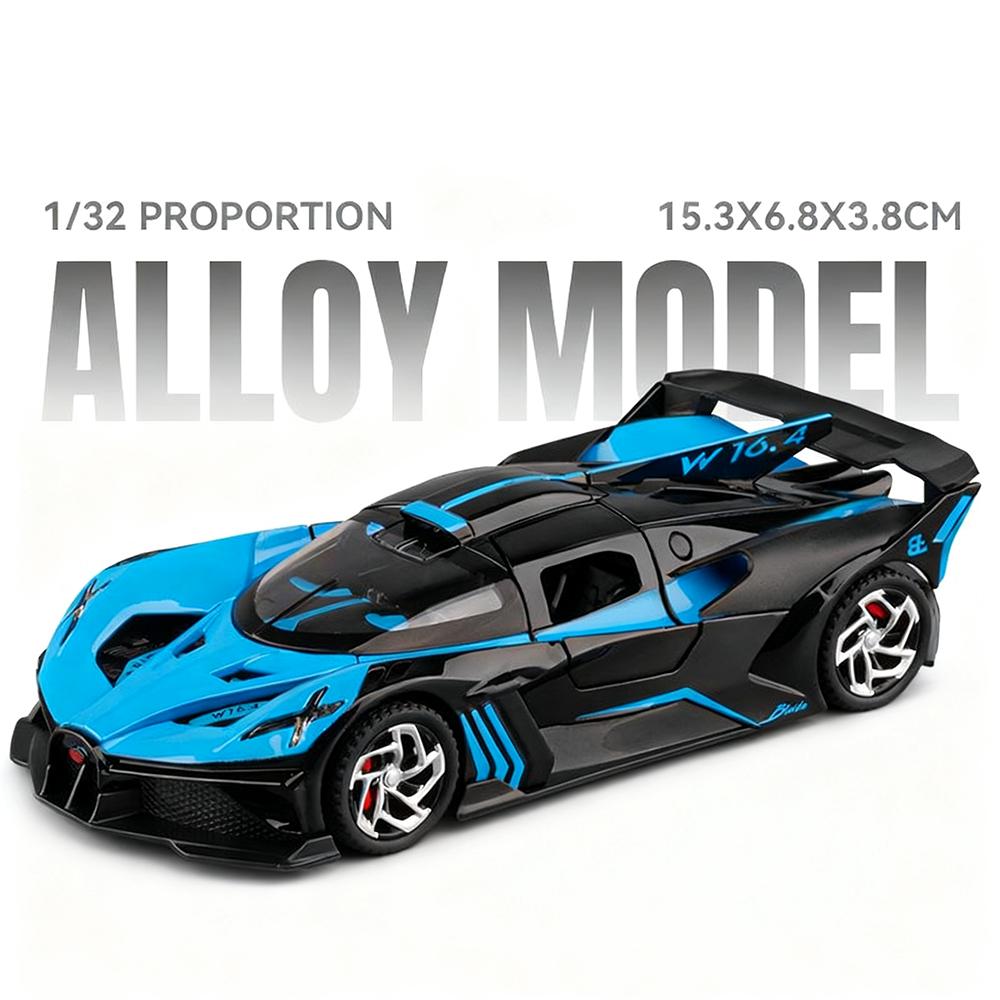 1:32 Bolide Divo Metal Diecast Car Model Toy Pull Back Music Light Miniature Vehicle Collection Gifts Decorative Toys Models