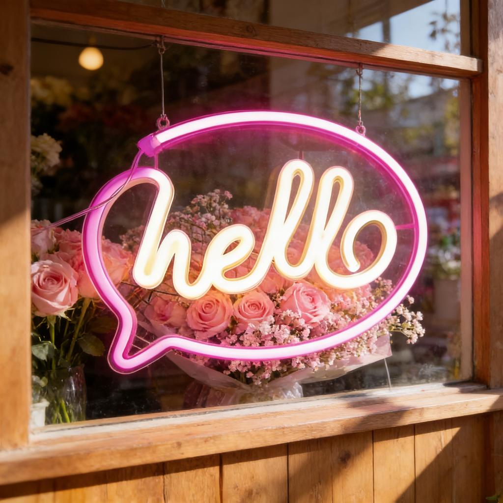 Hello Neon Led Sign Shop Bar Restaurant Hotel KTV Decor Light Neon Bedroom Wall Kitchen Personalized Night Light Home Decor USB