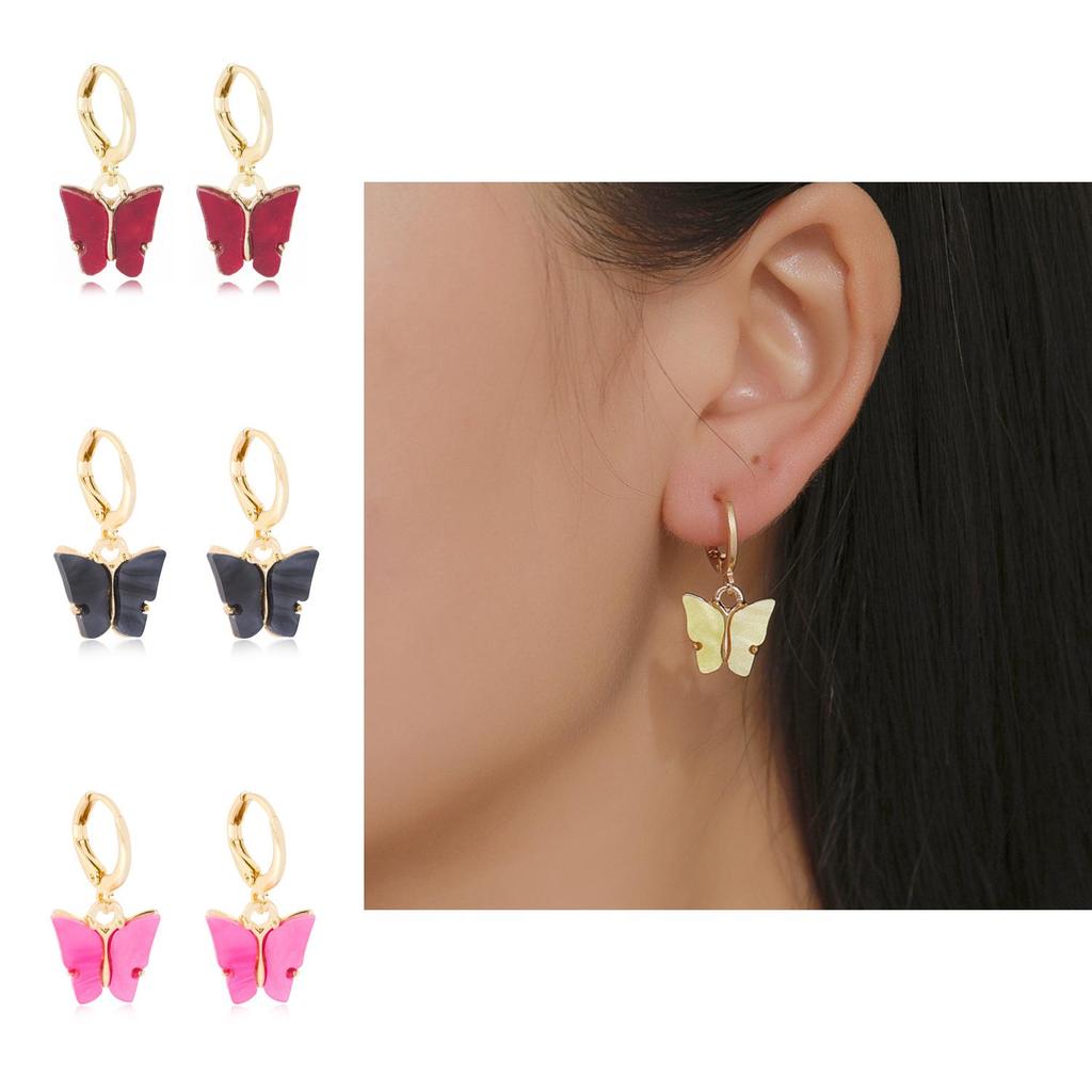 Creative Alloy Butterfly Earrings Casual Chic Multicolor Womens Animal Design